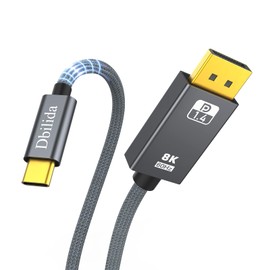 Dbilida VESA Certified 8K USB C to DisplayPort 1.4 Cable 6.6 ft, Support 8K@60Hz, 4K@240Hz 165Hz, 2K@240Hz, [Thunderbolt 4/3 Compatible] 32.4Gbps for iPhone 15/Plus/Pro/Pro Max, MacBook Pro M1 M2,etc