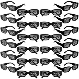 Cuffbow 2025 Graduation Glasses Class of 2025 Sunglasses Bulk Plastic Eyeglasses Graduation Party Supplies Photo Booth Props(Black,24 Pcs)