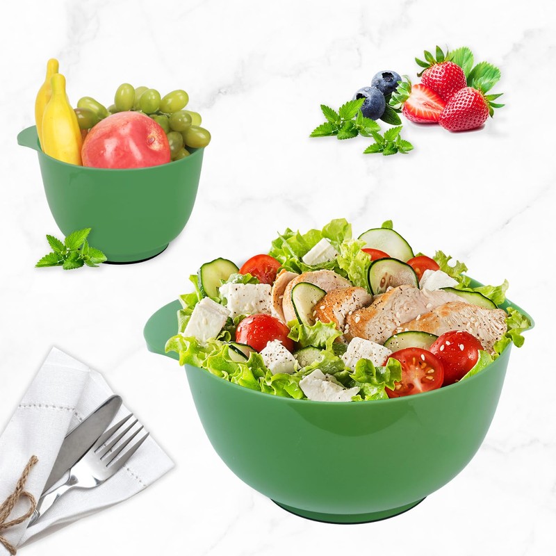 BoxedHome 4 Quart Large Plastic Mixing Bowls, Microwave Safe Mixing