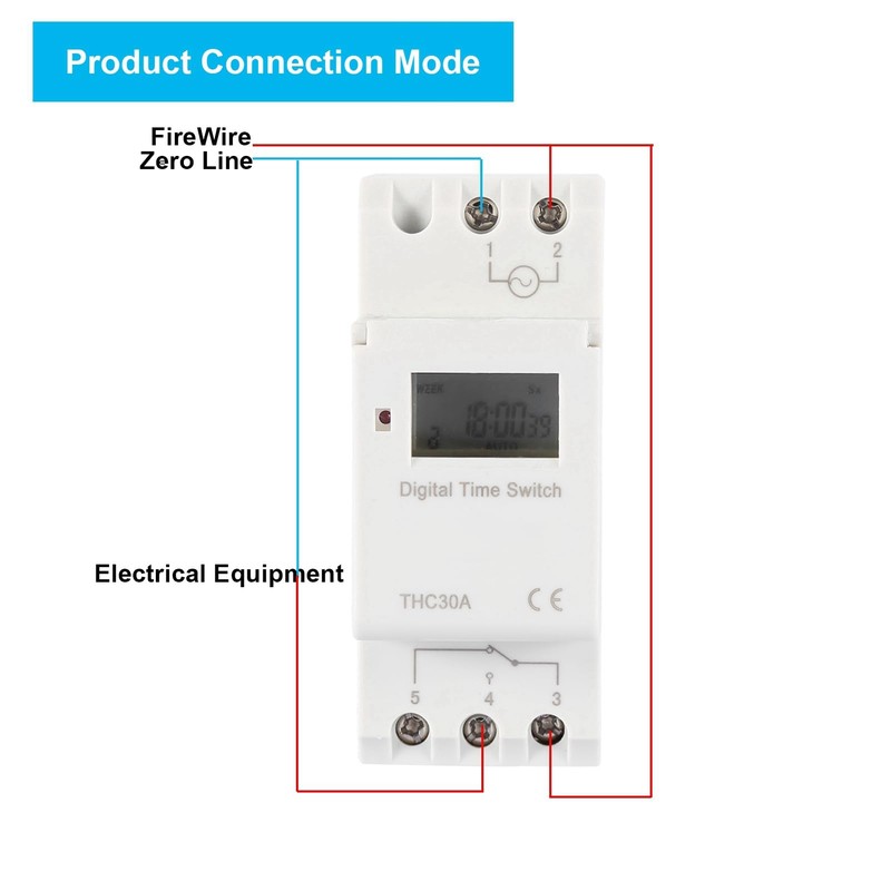 Walfront 30A Digital Timer Switch 7 Day Programmable Electronic Time