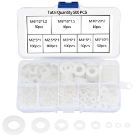 Nylon Flat Washers M2 to M10 (M2 M2 M2.5 M3 M4 M5 M6 M8 M10) Flat Washer Insulated Nylon Waterproof Flat Washer Repair Convenient Tool Black Storage Case Included (White)