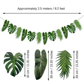 duoyif Leaf Garland 2 Pieces 2.5 m Paper Garland Tropical Leaves Decoration, Summer Hawaiian Party Decoration, Leaves Paper Garland for Hawaiian Decoration Party Carnival Garden Party Jungle Birthday