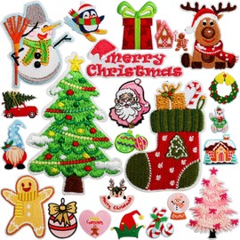23 PCS Christmas Patches Christmas Iron On Patches for Clothing Decorative Patches Embroidered Sew On Cartoon Anime DIY Patches Applique Patch Repair