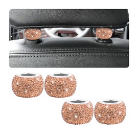 XINLIYA 4 Pack Car Headrest Collars, Bling Car Head Rest Collars Rings Decor, Rhinestone Car Head Rest Collars, Interior Car Seat Accessory, Crystal Decoration Charms for Car SUV Truck (Peach Pink)