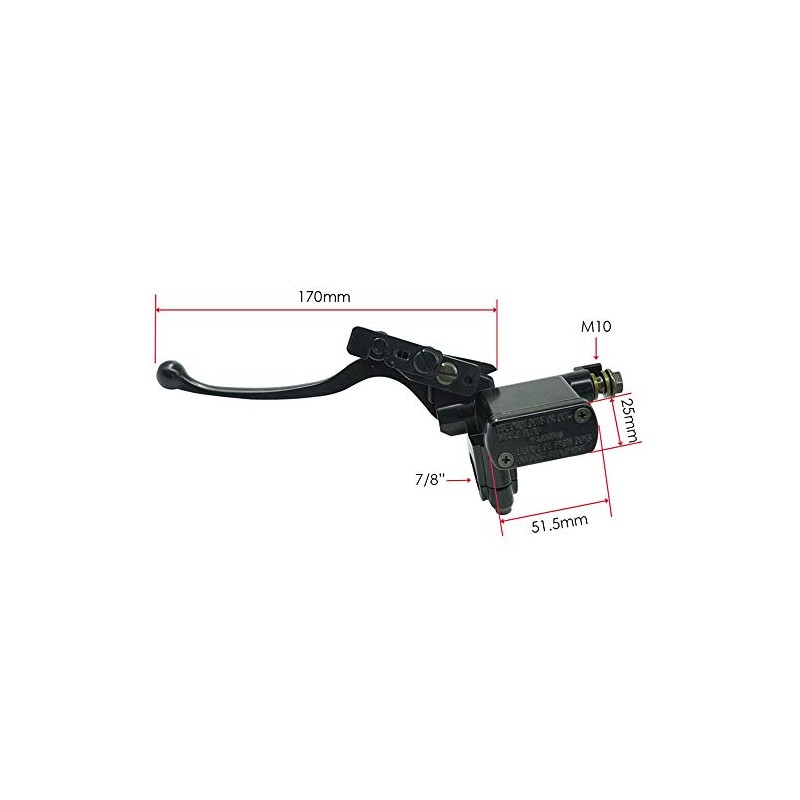 7/8" 22mm Left Hydraulic Brake Master Cylinder with Handle Lever