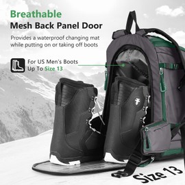 MORXPLOR Ski Boot Bag Backpack, 60L padded Ski Gear Bag & Snowboard Boot Bag,Large Capacity Waterproof Ski Travel Bag & Ski Boot Travel Backpack for Helmet,Goggles,Gloves,Skis,Snowboard Gear