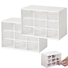 2 Stück Desktop Schublade Organizer, Mini Schubladen Aufbewahrungsbox, Weiß Mini Organizer mit Schubladen, Aufbewahrungsbox mit 18 Schubladen, für Art Supply, Bürobedarf, Kosmetik, Schmuck, Schlafsaal
