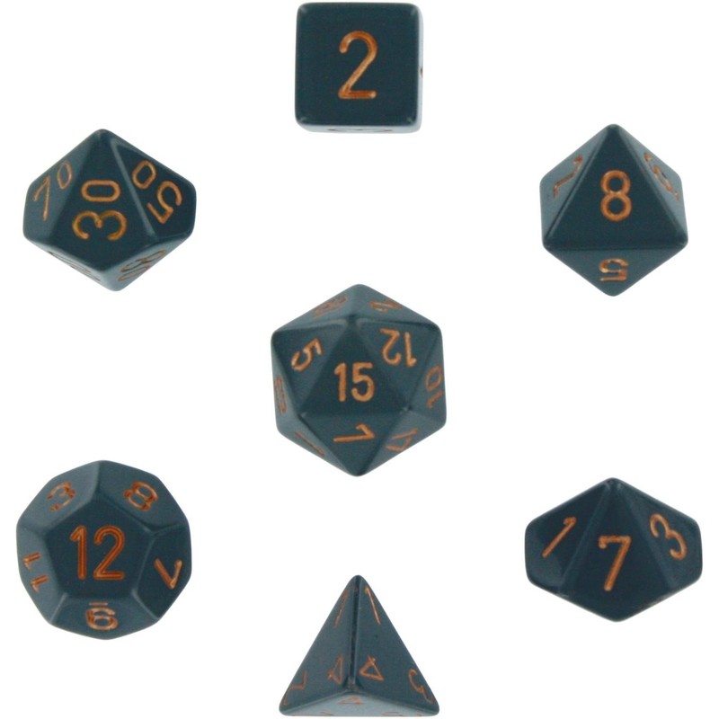 Chessex Polyhedral 7-Die Opaque Dice Set - Dark Gray Copper