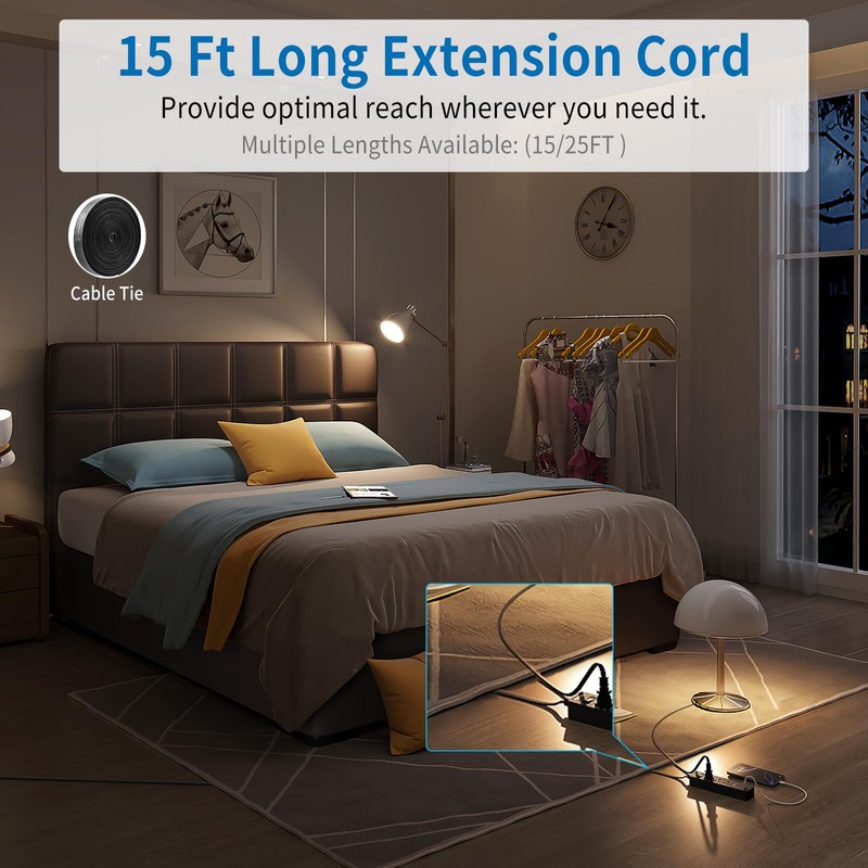 Flat Plug Extension Cord 15 Ft, NTONPOWER Ultra Thin Flat