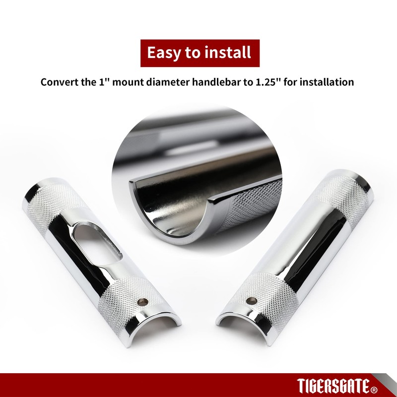 TIGERSGATE Chrome Handlebar Riser Adapter handlebar shim changing mounting diameter