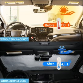 HIRUFAIT Full Car Window Shades for Honda Pilot 2016-2022 Accessories, UV Protection Heat Insulation Front & Rear Windshield Sunshade, Foldable Side Sun Visor Keep Vehicle Cool Set of 8