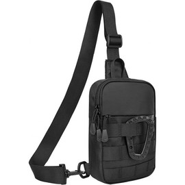 Small Sling Bag for Men, Tactical Inspired Waterproof Utility EDC Mini Crossbody Chest Bag for Travel Work Sport - Colour: Black