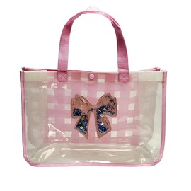 kiejun ML617 Pool Bag, Beach Bag, For Girls, Pool, Beach, Children, Elementary School Students, Kindergarten, Nursery School, Plastic Bag, Sequins, PP ribbon