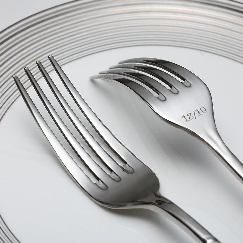 Mafier Premium 45 Piece Hammered Silverware Set with Smooth Edge,