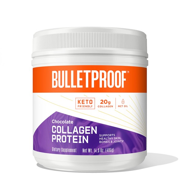 Bulletproof Chocolate Collagen Protein Powder with MCT Oil, 19g Protein, 14.3 Oz, Collagen Peptides and Amino Acids for Healthy Skin, Bones and Joints