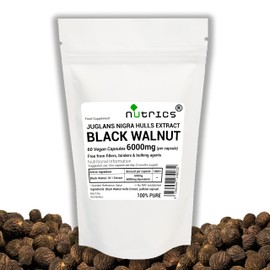 Nutrics® 50g Black Walnut Hulls Extract Powder - 100% Pure No fillers Binders or Bulking Agents - Juglans Nigra Persian Regia Jupiter's Royal Acorn Supplement (50g)