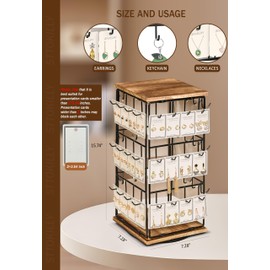 Sttokilly Rotating Earring Display Stand,48 Hooks Earring Holder Organizer, Jewelry Display for Vendors Selling Earring Cards,Bracelets,Necklaces,Keychains(Suitable Cards Size:2×3.5")