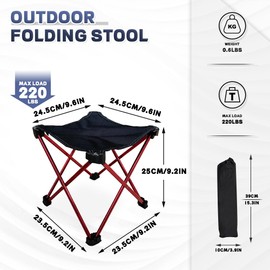 LIFEWITHCAMP Lightweight Camping Stool 7075 Aluminum Small Folding Camping Portable Chair with Carry Bag Retractable Backpacking Stool for Travel Camping Hiking Fishing Garden Work Picnic BBQ Outdoor