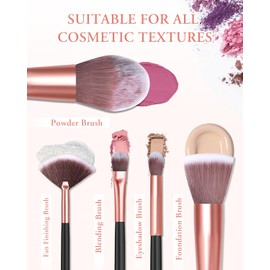 Makeup Brushes with Case, 20PCs Travel Makeup Brush Set, Foundation Concealer Blush Eyeshadow Brush Set Contour Powder Eyebrow Eyelash Brush Kit with Led Light Mirror Holder & 2 Powder Puff-Rose Gold