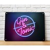 Gin & Tonic bar Sign - Neon effect Metal Sign