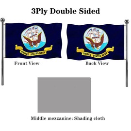 Jayus Double Sided Navy Flag 3x5 Ft- Vivid Color 200D United States Naval Military Flags with 2 Brass Grommets UV Fade Resistant
