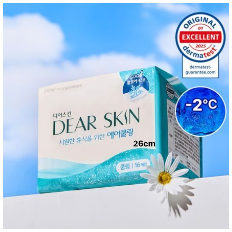 DEAR SKIN Air Cooling Sanitary Pads 2Packs [Medium/Large], Size1#$%Size2:Large 14pcs-Medium