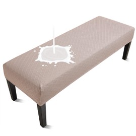 Fuloon Waterproof Dining Bench Cover, Removable Bench Slipcover Washable Bench Seat Protector Cover for Living Room, Bedroom, Kitchen (Khaki)