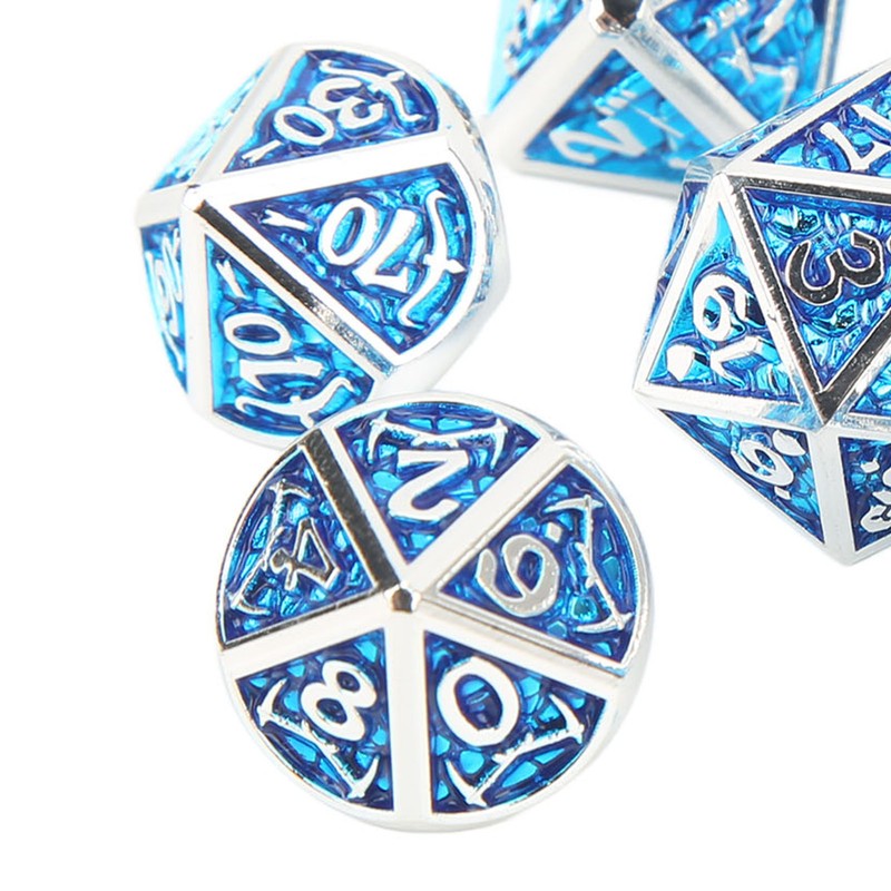 7pcs Polyhedral Dice Set Portable Exquisite Funny Metal Dice Table