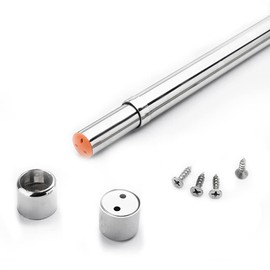 Sinzau Extendable Wardrobe Rail, Stainless Steel Clothes Rail, Sturdy Recess Bar, Pipe with End Sockets (32-52 cm)