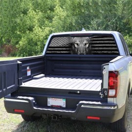 LynsaTac 65x22 in American Flag Eagle Decals for Trucks SUV American Flag Window Decal, Classic Rear Window Decals for Car Decor - One Size Fits Most Pickup Trucks (Wolf)