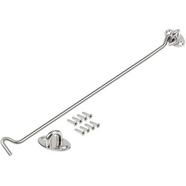 ZiYuya Hook and Eye Latch, Stainless Steel Gate Hook Cabin Hook Lock, Hook Eye Latch Door Lock Hook Lock Latch for Wooden Gates Window Brace Gate Door Catch (Silver, 1 Pack, 14 Inch)