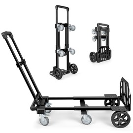 KEDSUM 3-in-1 Folding Hand Truck, 600LBS Heavy Duty Dolly Cart with Wheels, Six Wheels and Two Wheels Convertible Dolly Cart for Office,Home,School, Easy to Use, 6 Wheels Innovative Design