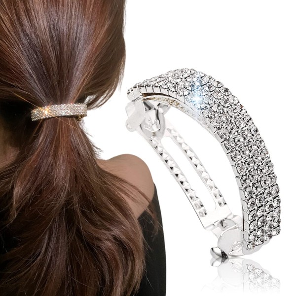 Women Hair Clips Barrettes Slides Grips, Diamante Sparkly Hair Accessories Crystal Hairpins For Fine Hair Wedding Guest Everyday Wear Prom Party Ponytail Holder Women Girl Birthday Gift