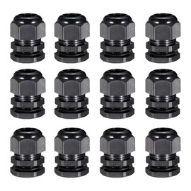 TA-VIGOR 12Pcs M25 x 1.5 Cable Gland, IP68 Waterproof Adjustable Plastic Nylon Wire Connectors Gland Joints for 12mm-15mm Cables, Locknut Stuffing Glands with Locknut and Washer – Black