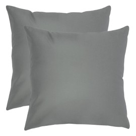 Betadistor Faux Leather Cushion Covers 45 x 45 - Pack of 2 Square Throw Pillowcase for Sofa Bedroom Living room with invisible Zipper (18x18 inch, Grey), 520-0431