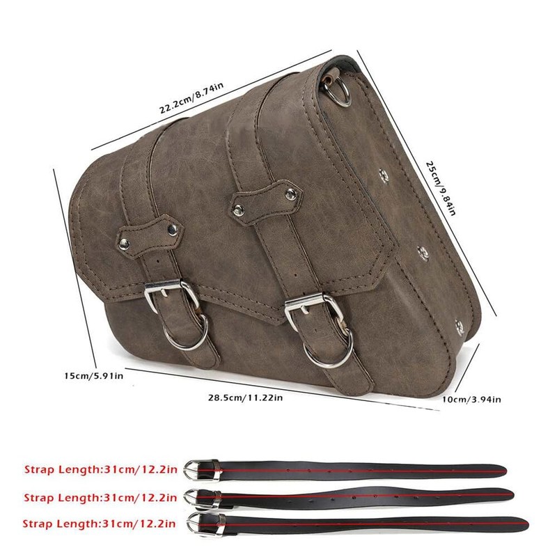 ihreesy Universal Motorcycle Saddlebag, PU Leather, Brown