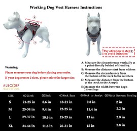 Albcorp Tactical Working Dog Vest Harness - No-Pull Service Dog Jacket with Reflective Hook & Loop Patches - Padded Handle, Front/Side Buckles with Quick Release Buttons, Adjustable Straps - Black, XL