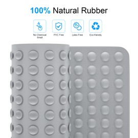 JOYCANO Rubber Bathtub Mat Non Slip, Baby Bath Mat for Tub, Shower Mat Non Slip PVC-Free, Strong Suction and Textured Surface, Non-Toxic, No Chemical Smells, for Kids Elderly Dogs, Grey