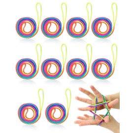 FUGLUS Pack of 10 Finger Twist Thread Game, Finger Twist Game, Rainbow Rope, Flexible Thread Games for Children, Advent, Christmas Gift