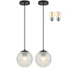 YSHomeStunn 6" Black Glass Globe Pendant Light 2 Pack Modern