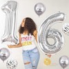 Number 16 balloons Silver，16 Balloons Birthday Boy Girl,40Inch Foil Number