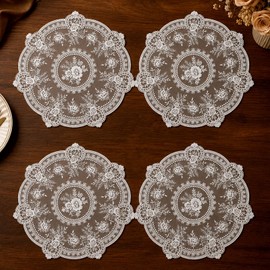 4 Pcs Lace Placemats Retro Lace French Crochet Doilies 13 Inch