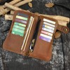 Mens Leather Long Bifold Wallet with Chain, Biker Wallet Vintage
