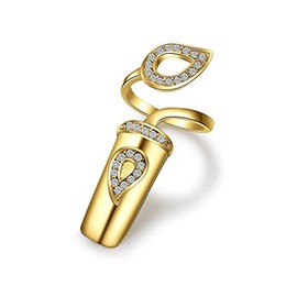 Uloveido Ring Finger Nail Cover Rings Gold Plated Fingernail Rings Jewelry Artificial Nail Accessories for Women Girls SZ287-3 (Gold)