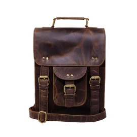 jaald Genuine Leather Messenger Bag Vintage Laptop Crossbody Bag Satchel Man Purse Shoulder Bag for man woman office bag, Dark Brown, 11 Inches, 11 Inches Dark Brown