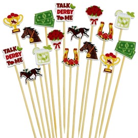 200PCS Kentucky Horse Derby Wooden Cocktail Picks –Horse Racing Appetizer Fruits Sticks Toothpicks Cupcake Toppers Party Supplies Decorations