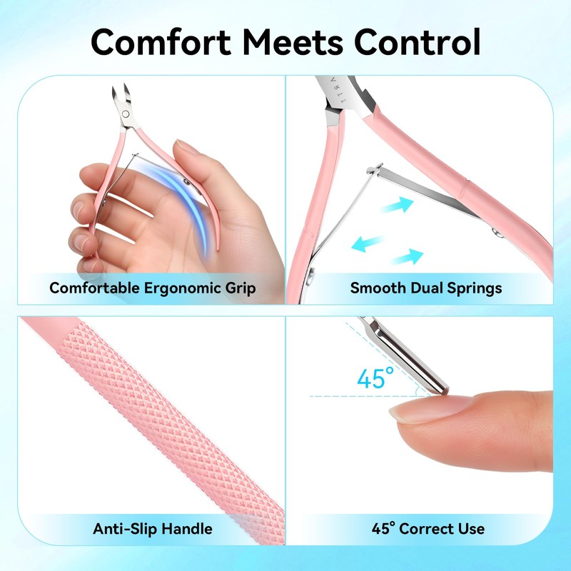Makartt Cuticle Trimmer with Cuticle Pusher - Stainless Steel Cuticles