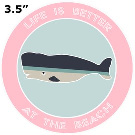 Athena Brands Whale Life is Better at the Beach Car Truck Window Bumper Graphic Sticker Decal - Surf Shack Pink