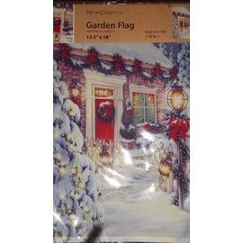 New Christmas Garden Flag Winter Deck The Halls Snowy Old Fashioned Mid Century