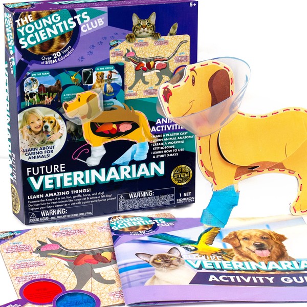 The Young Scientists Club Future Veterinarian Career Kit By Horizon Group USA, Animal Science Kit for Kids, Includes Interactive Learning Guide, 10+ Activities, Foam Dog, Secret Message Viewers & More